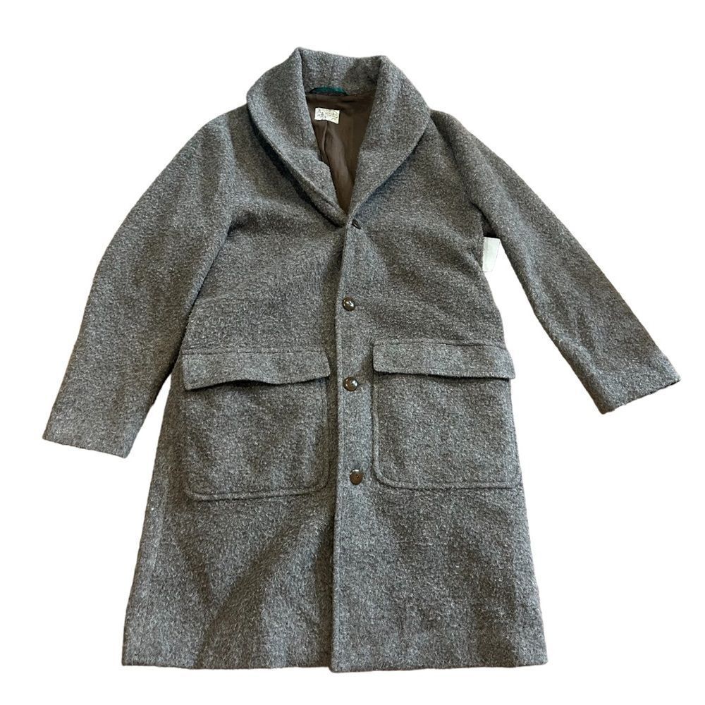 WYTHE SHAWL COLLAR WOOL COAT IN BROWN/ CREAM CASENTINO TWILL - Picture 11 of 12